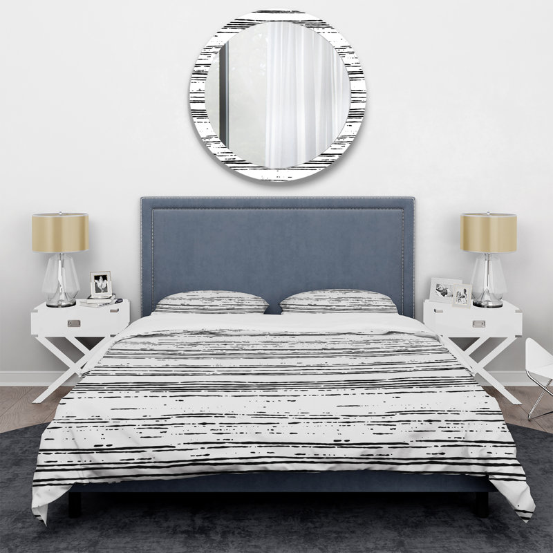 Ensemble de housse de couette en microfibre noir / blanc 3 pièces, Housse de couette simple + 1 taie décorative stan