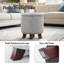 Repose-pieds avec rangement et siège rembourré, repose-pieds en coton et lin, tabouret rond pour la chambre à coucher du salon-870461994