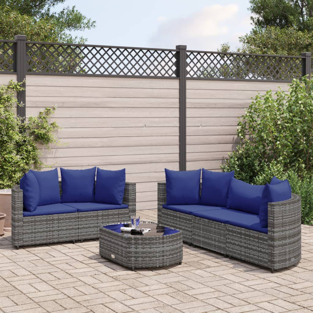 Vidaxl 6-Tlg. Garten-Sofagarnitur Mit Kissen Schwarz Poly Rattan