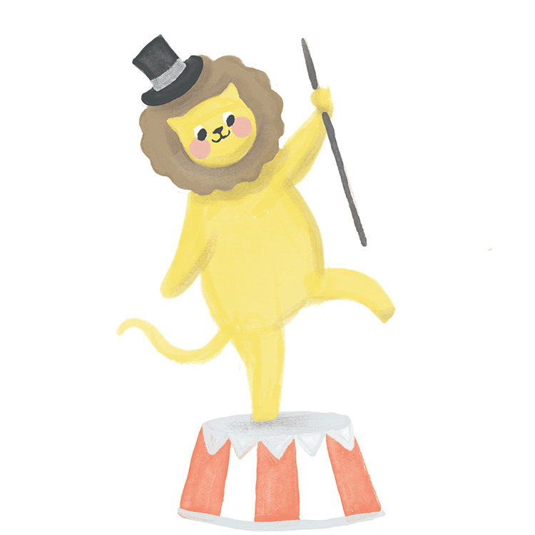 Circus Lion by Unknown, 12" H x 12" W, Gold Single Picture Framed Paper, No Mat