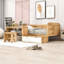 Lit de jour simple en bois avec tablettes de rangement, bureau et tabouret Gramoz-2013627344