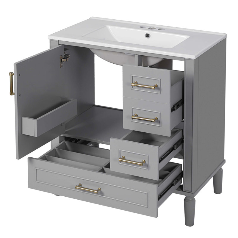 30" Bathroom Vanity With Ceramic Sink
