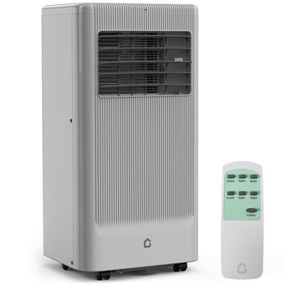 Climatiseur portatif 3-en-1 10 000 BTU - Refroidissement, déshumidificateur et ventilateur - Fonctionnement silencieux, télécommande, minuterie 24H, mode veille, ensemble de fenêtre pour les pièces jusqu'à 450 pieds carrés Pi. - Panneau de contrôle noir