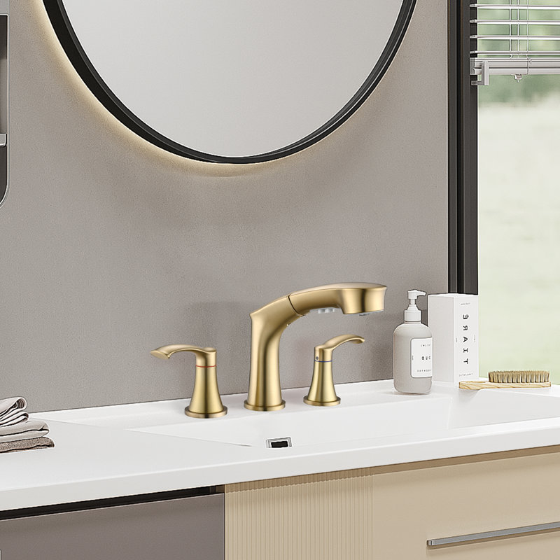 Widespread Bathroom Faucet, Brushed Gold