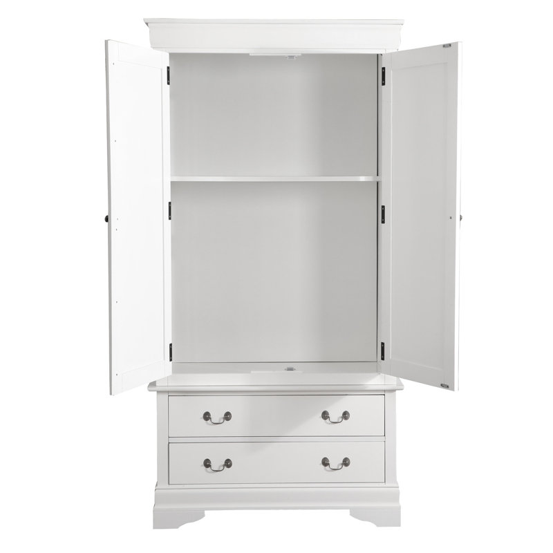 Élégante garde-robe avec deux portes et tiroirs pour la chambre à coucher