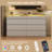 White 8 Drawer Dresser with LED Lights, Glass Top Bedroom Storage Dresser-550651216