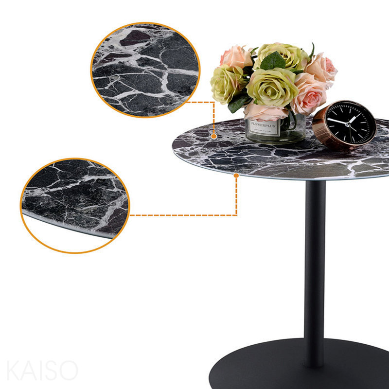 Table de bout, marbre noir Cirillo texturé, Noir