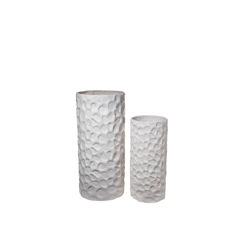 Grand vase rond en céramique blanc mat