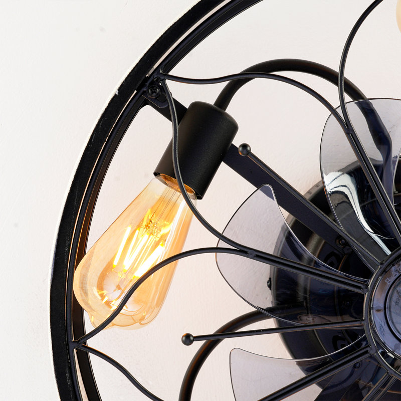 Ventilateur de plafond de 20 po en tissu de style campagnard sans pales avec télécommande pour salon, chambre à coucher, cuisine - ampoules non incluses