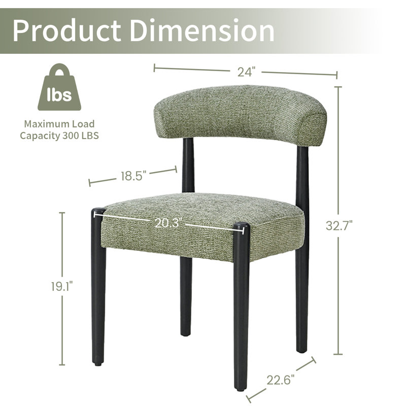 Upholstered Side Dining Chair (Set Of 2), Green/Black