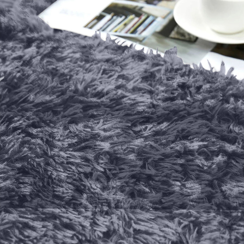 Soft Fluffy Living Room Large Area Rug, Tye Dye Grey, Runner 60 x 220 cm