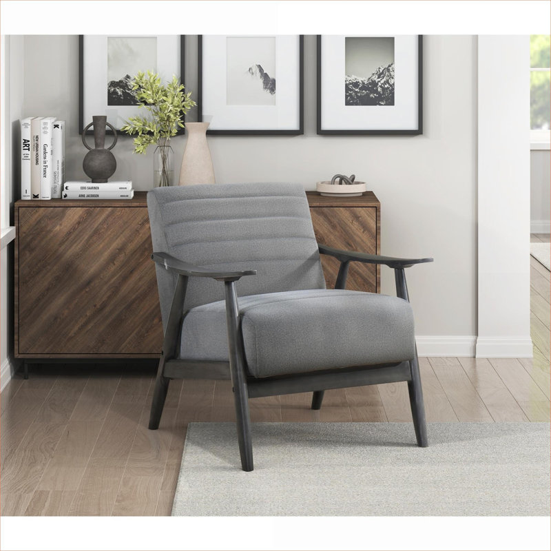 Fauteuil d'appoint décontracté de style décontracté avec cadre en bois massif de velours gris pour le salon, Gris