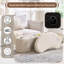 Banc de rangement incurvé beige en sherpa et lin Anease-1689370900