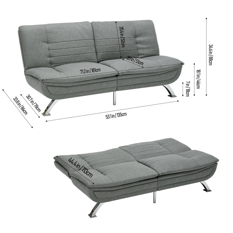 Single 135cm Upholstered Convertible Sofa