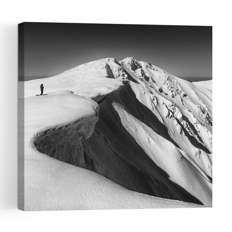 "Solitaire" Winter Ridge, paysage dramatique serein abstrait montagne, impression d'art mural, H 18 po x l 18 po