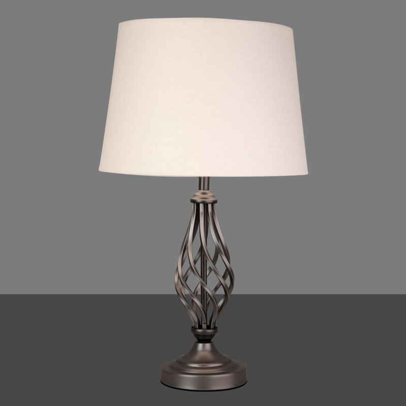Zoey 49cm Twist Traditional Metal Table Lamp, Pewter Grey