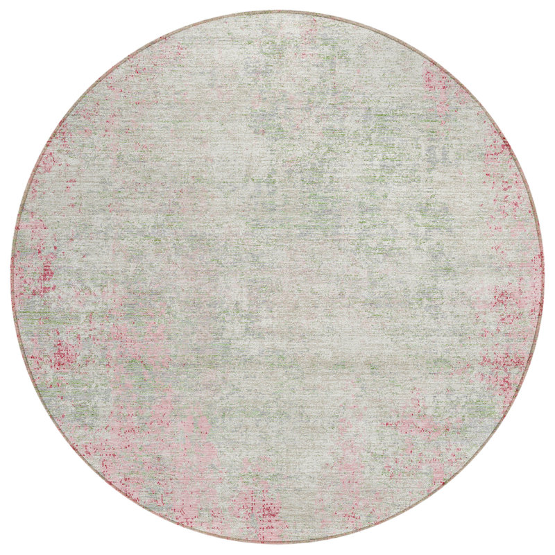 Aleighna Area Rug with Non-Slip Backing, Round 8'