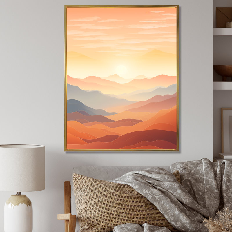 «Bold Sunset Mountain Horizon II», reproduction sur toile, Cadre flottant doré, H 44 po x l 34 po