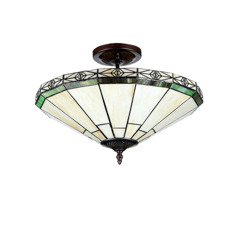 Abat-jour de style semi-encastré de style mission 2 lumières Chloe Lighting Belle Tiffany