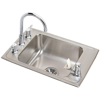 Lustertone Classic Stainless Steel 31" x 19.5", Single Classroom Ada Sink+Faucet/Bubbler Kit