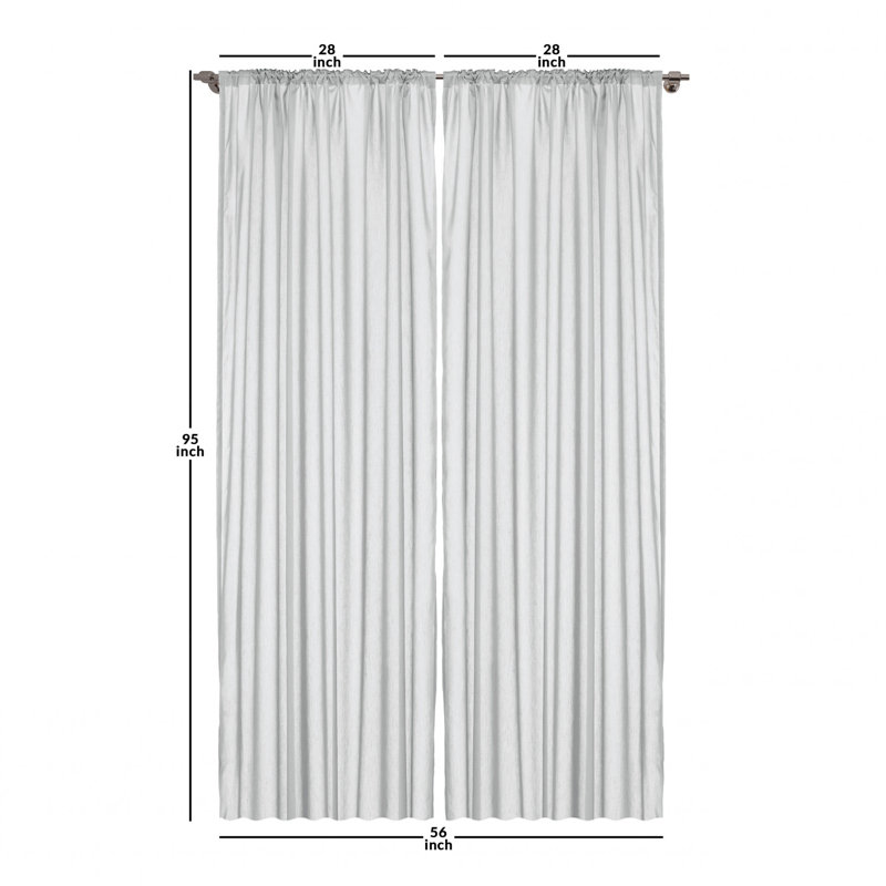 Microfiber Floral Semi-Sheer Rod Pocket Curtain Panels, 28" W x 95" L, Dark Gray