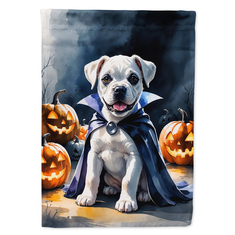 Drapeau de jardin chiot Halloween, Boxer blanc