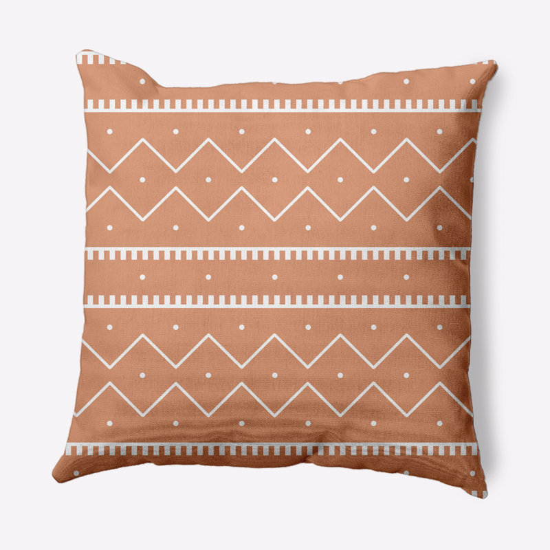 Housse et insert de coussin extérieur carré Mudcloth, 16 po x 16 po, Corail