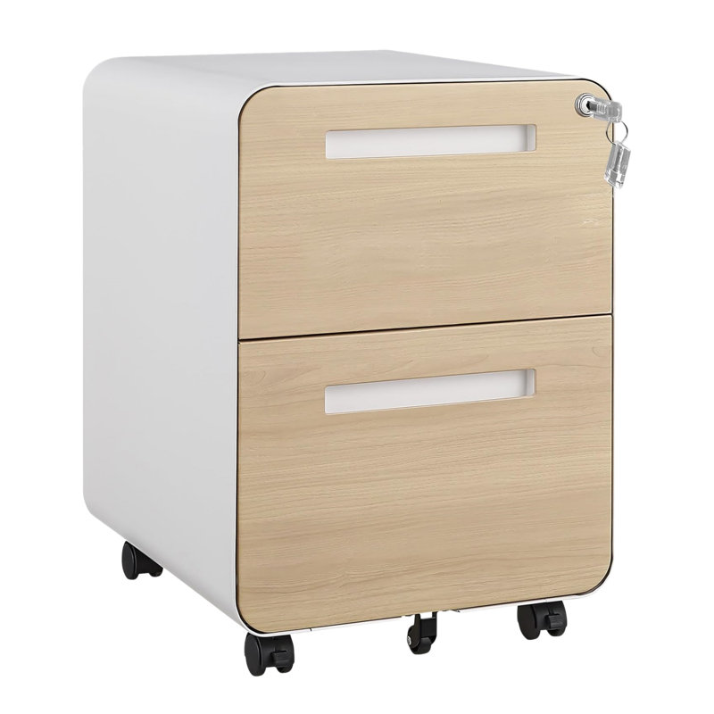Classeur mobile avec serrure, classeur 2 tiroirs avec serrure, 2 classeurs sous le bureau à roulettes en métal pour le bureau personnel, format lettre / légal / A4, entièrement assemblé