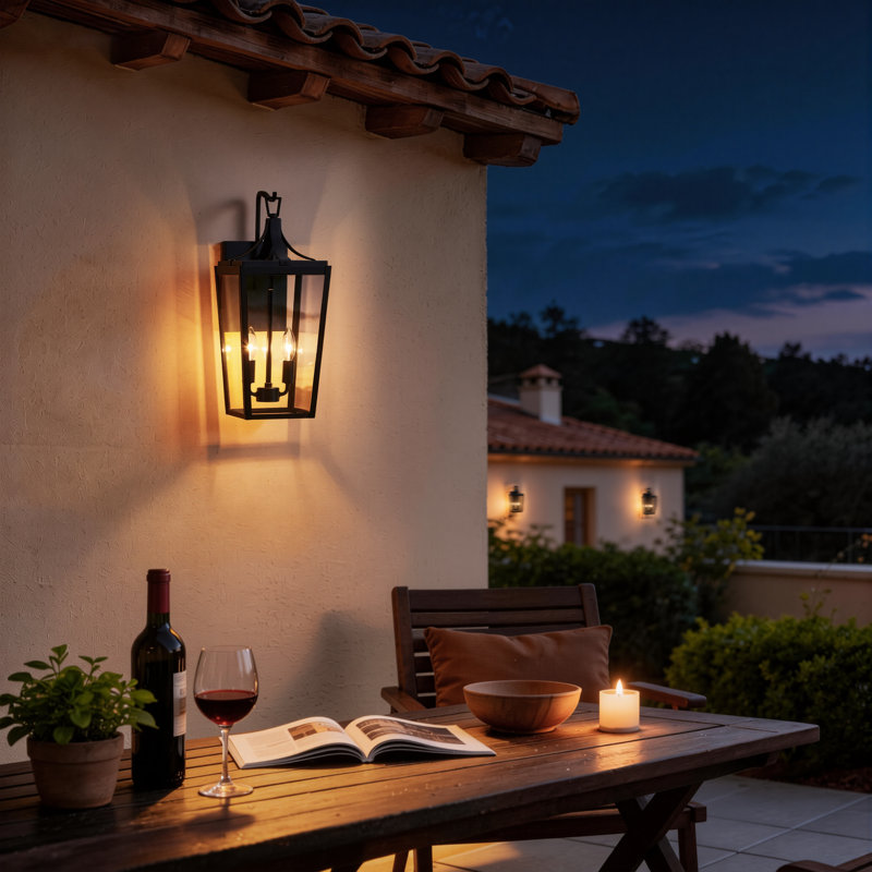 2 Light 20.1” Black Outdoor Wall Lantern Sconce