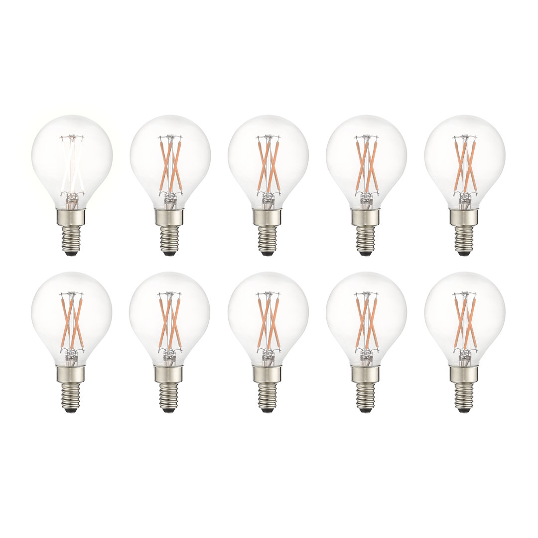 Mclellan 40 Watt Equivalent G16.5 E12/Candelabra Dimmable 3000K LED Bulb (Set of 10) Symple Stuff