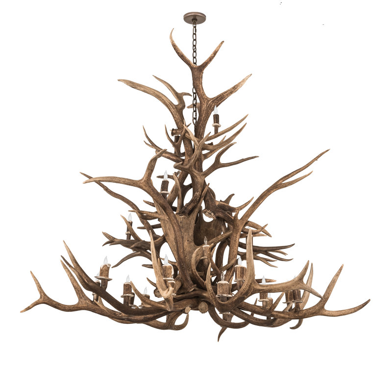 Rustic Lodge 24 - Light Antler Geometric Chandelier