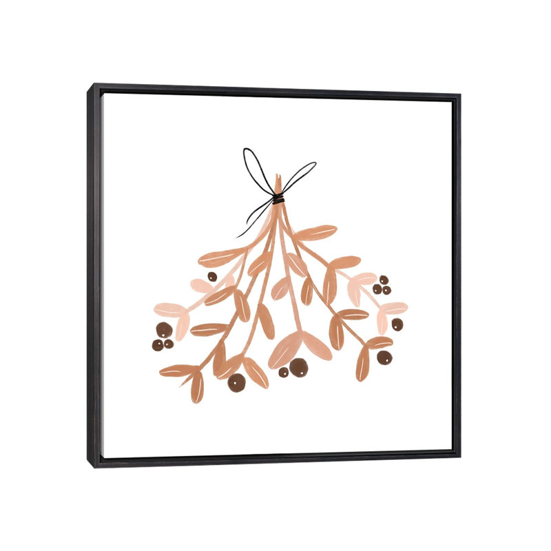 « Mistletoe » par Orara studio, reproduction d’art, H 37 po x l 37 po x P 1,5 po, Toile avec cadre noir patiné, Pas de tapis
