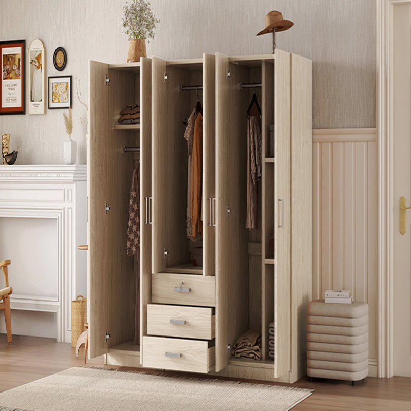 Rangement pour garde-robe en bois à 6 portes avec 6 grands tiroirs