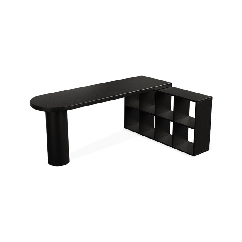 Black L-Shaped Solid Wood desk, 29.53" H x 70.87" W x 23.62" D, Right Hand Return 