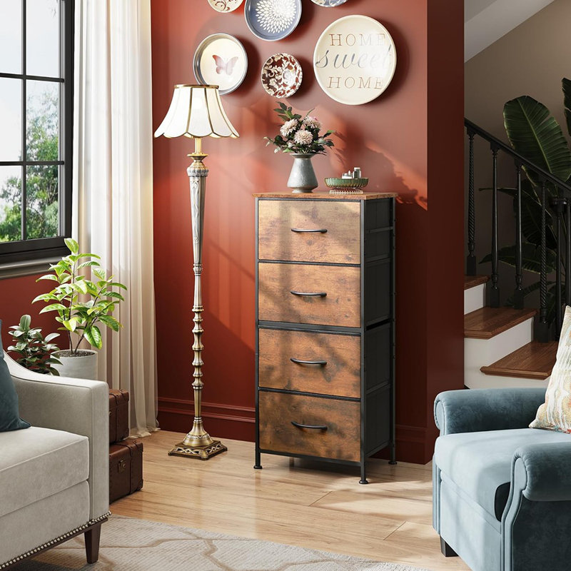 Dearbhaile H 38,7 po - Commode pour chambre à coucher avec 4 tiroirs, commode pour chambre à coucher et salon, Brun