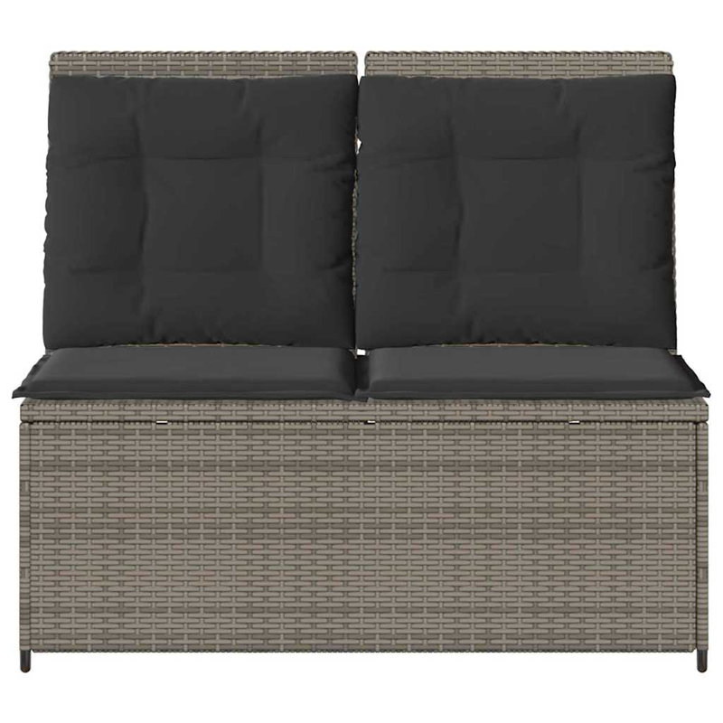 Poly Rattan Outdoor Bench, Black, Grey