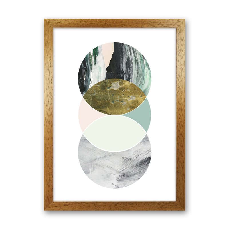 Green Marble Circles Abstract by Pixy Paper - Print, Oak Framed, 59.4cm H x 42cm W x 3cm D