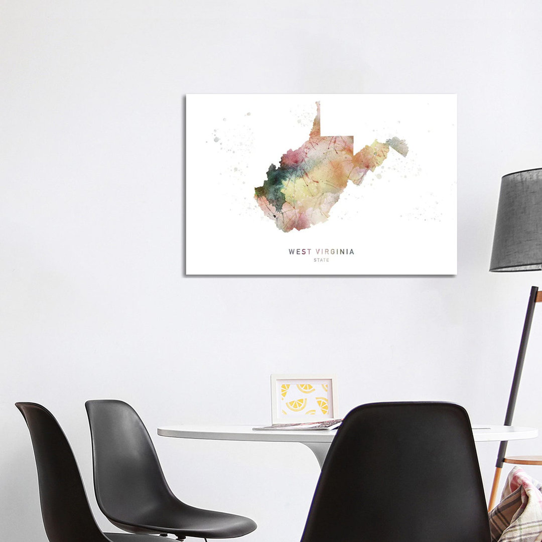 West Virginia State Map - Wrapped Canvas Painting