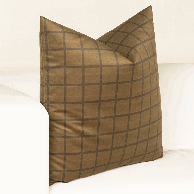 Coussin Mini Grid, Bourre en polyester, Espresso, 26 po x 26 po