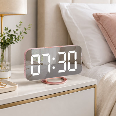 Elegant Gold-toned Mirror Surface Digital Alarm Clock