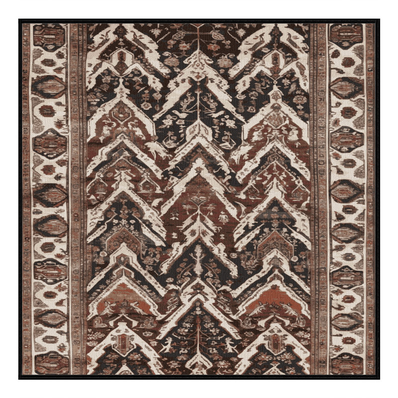 Machine Washable Persian Brown Area Rug, Square 4'