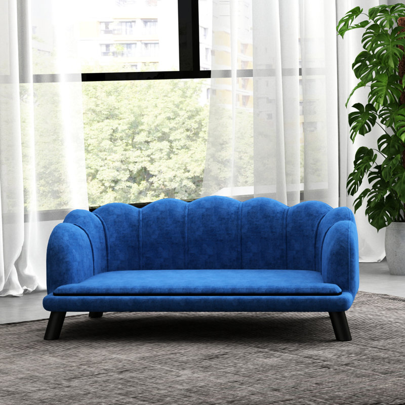 Chien élégant en velours bleu foncé, rembourré de mousse pour les moyennes et grandes races, chiens confortables, confortable et élégant