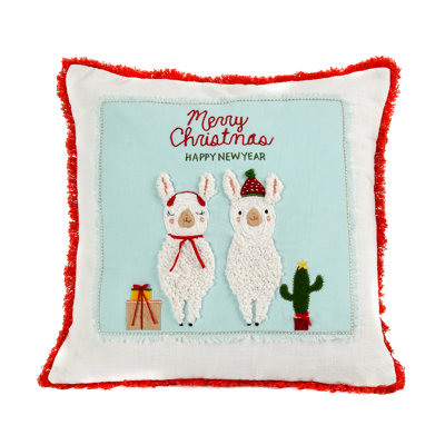 Embroidered Cotton Reversible Throw Pillow