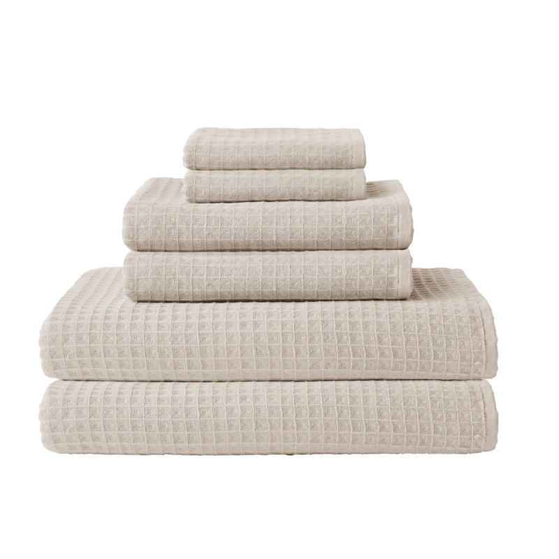 Waffle Twist Bath Towel, Beige, 6 Piece Bath Towel Set
