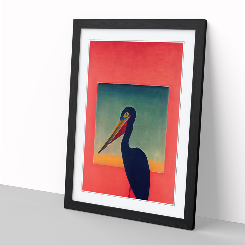 Pelican Painting - Single Picture Frame Print, 34cm H x 25cm W x 2cm D, Oak