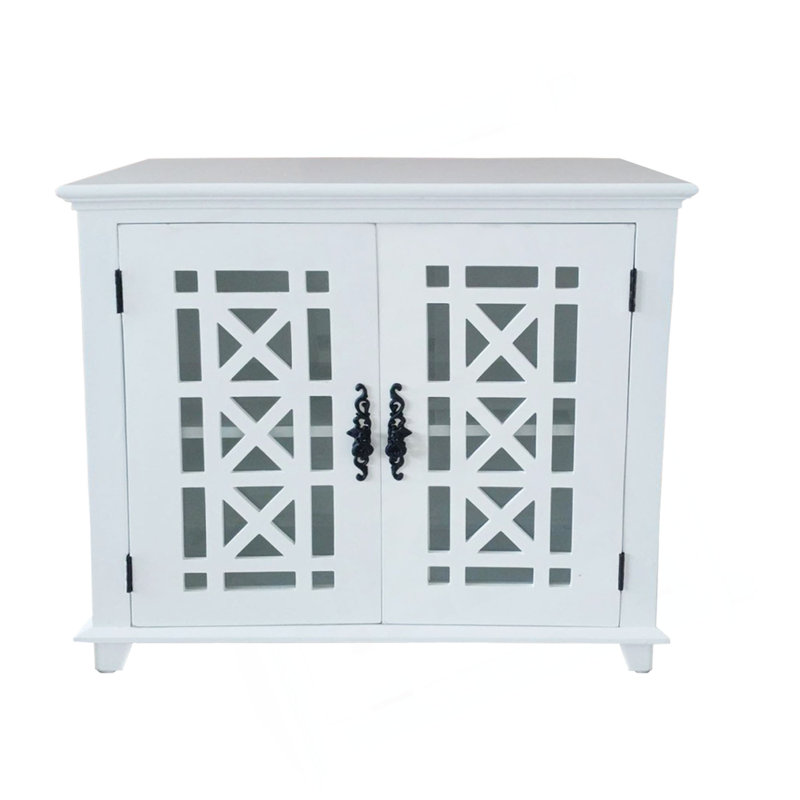 Leroy Accent Solid Wood Cabinet W/ Glass Door & Shelf White