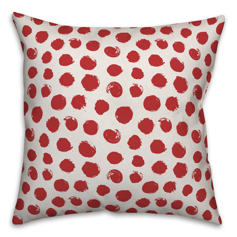 Polka Dots Reversible Throw Pillow, 16" x 16", White/Red Polka Dots 1