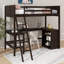 Lit mezzanine simple avec tablettes intégrées et zone d'étude, y compris poste de travail-1128135355