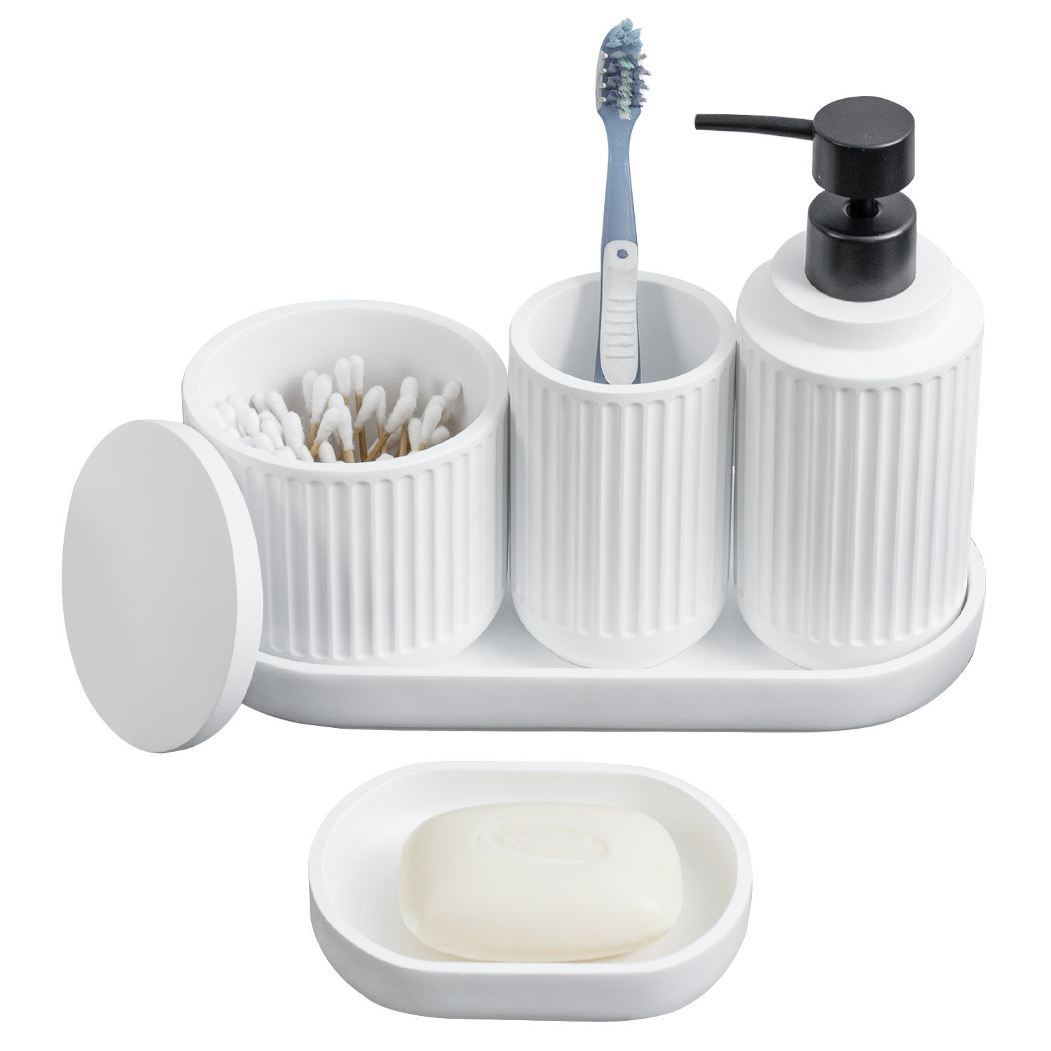 Ivy Bronx Louiese 5 Piece Decorative Bathroom Accessory Sets with Tray
