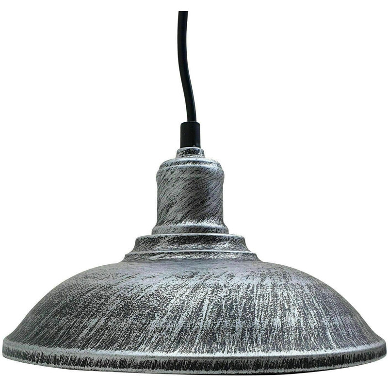 1 - Light Brussed Silver Bowl Pendant, No